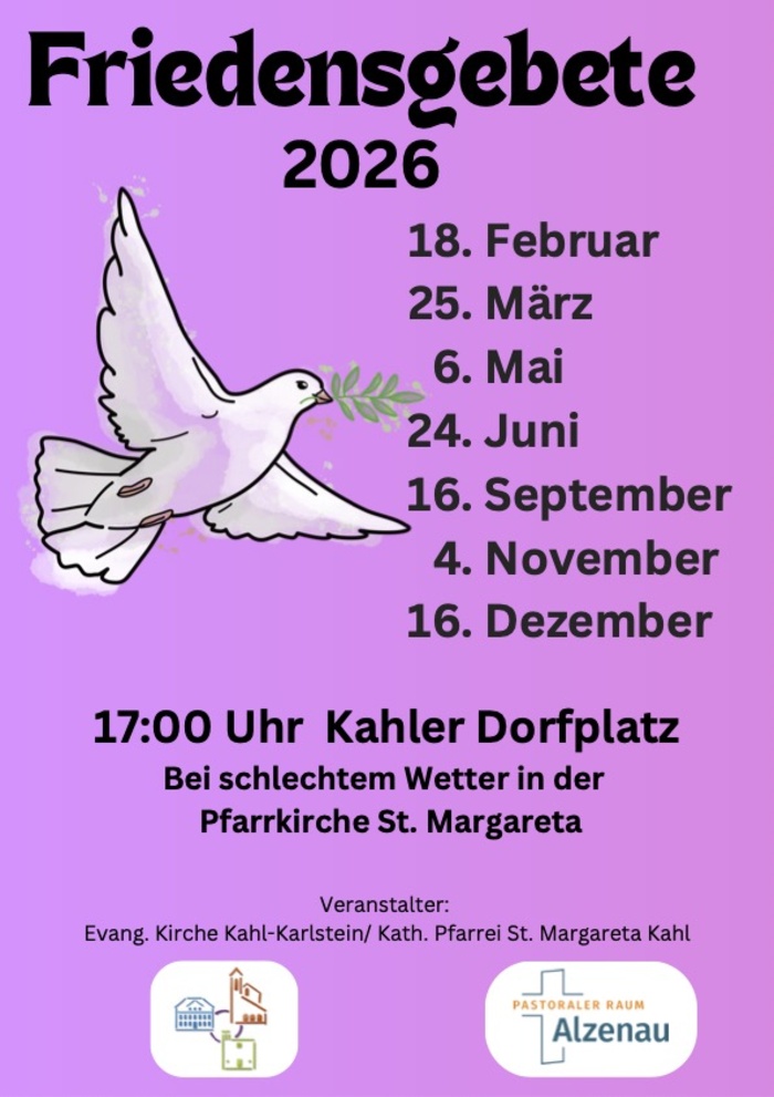 Kahl - 2026 - Termine ökumenisches Friedensgebet