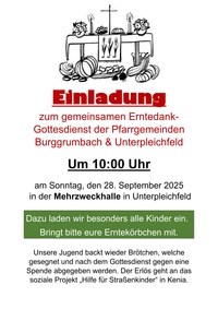 Das Einladungsplakat der Pfarrgememeinde in Unterpleichfeld
